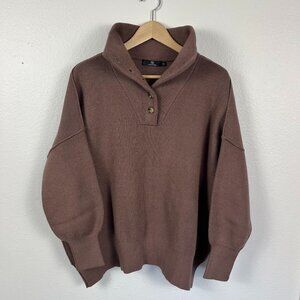 LILLUSORY | Women's Button Oversized Chunky Sweater Nutmeg Brown, size S